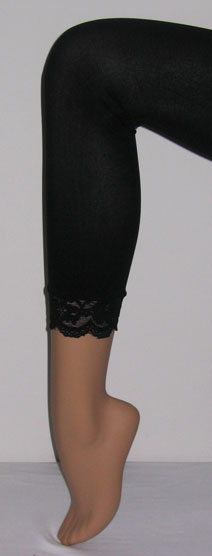 Capri Opaque Lace Trim Footless Tights - Prints Hosiery