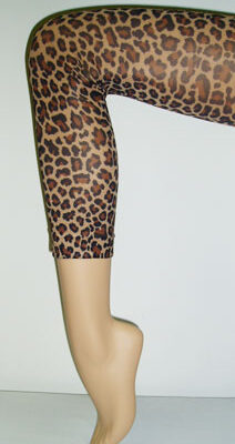 Opaque Leopard Print Footless Tights 