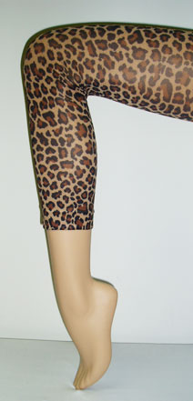 Footless Capri Tan Leopard Printed Tights - Prints Hosiery